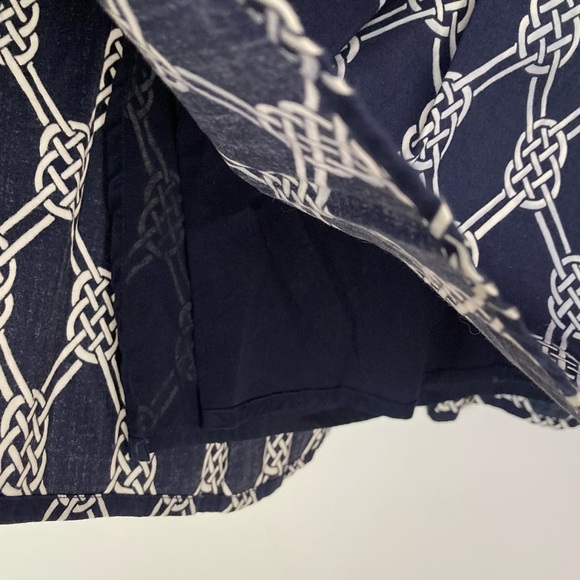 Jones New York Navy Blue & White Celtic Knot Pleated Cotton Skirt Size 8 EUC - Picture 5 of 10